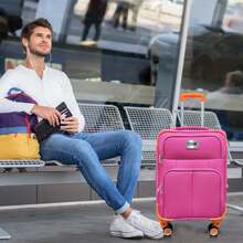 Juego 2 Maletas De Viaje 20 Y 18 Inch Rigidas Ruedas Candado: Set de maletas rígidas 20" y 18" con ruedas 360° candado integrado organizador interior ligera y resistente ideal viajes cortos y combinados. - Rosa - Ver 9