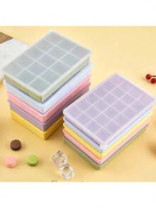 2 bucăți de matriță pentru cuburi de gheață, matriță din silicon pentru cuburi de gheață, cutie de gheață pentru frigider de mare capacitate, pătrată, fabricare convenabilă de gheață, ambalaj sigilat cu capac, potrivit pentru mâncarea pentru bebeluși, accesorii de bucătărie