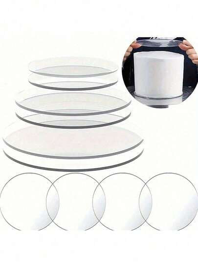 1pc Acrylic Cake Base, Round Acrylic Cake Board, Acrylic Cake Decorating Plate, 1/8 Inch Thick, Versatile Round Base Suitable For Decoration And Baking, Perfect For Birthdays And Holidays