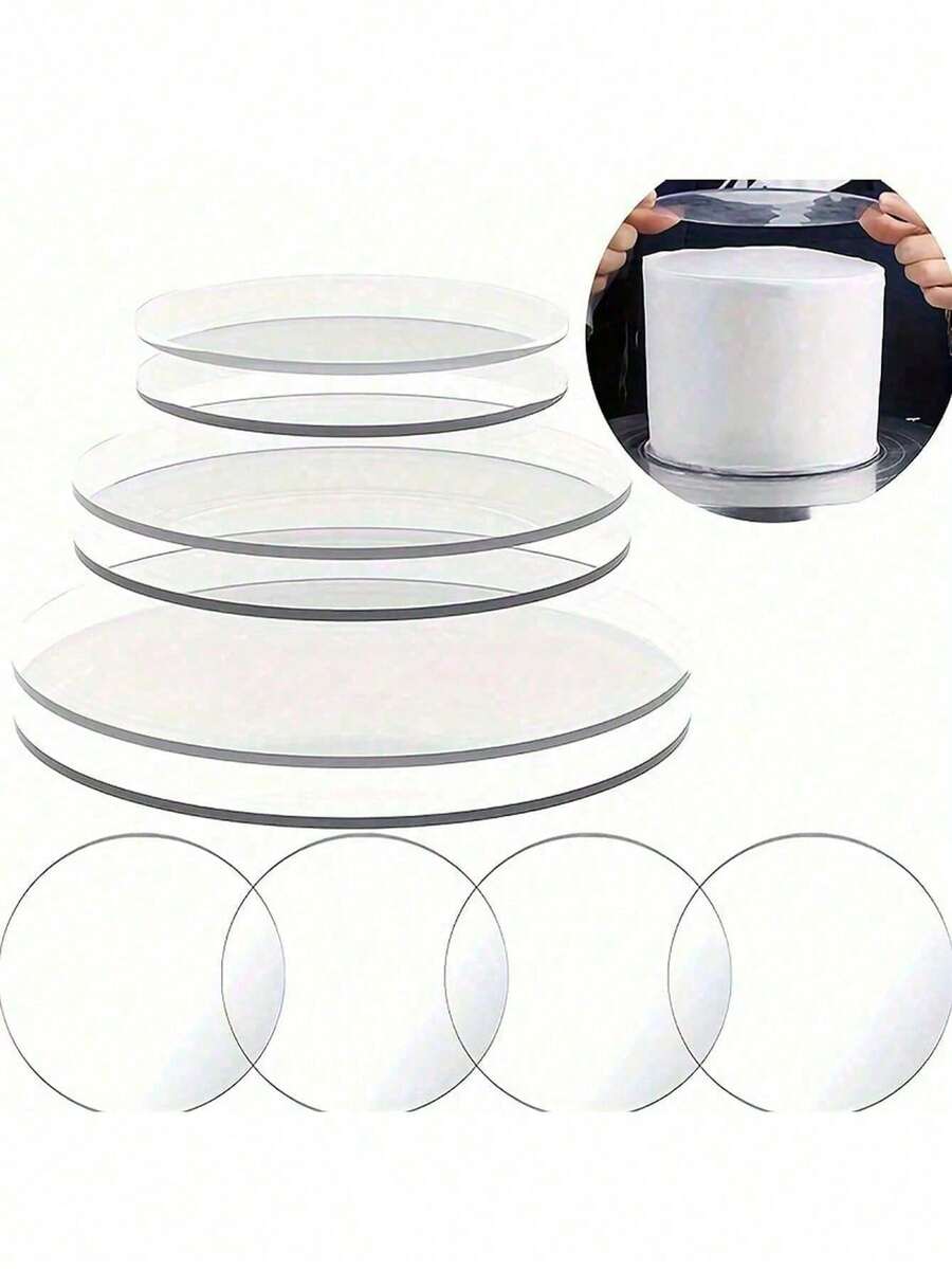 1pc Acrylic Cake Base, Round Acrylic Cake Board, Acrylic Cake Decorating Plate, 1/8 Inch Thick, Versatile Round Base Suitable For Decoration And Baking, Perfect For Birthdays And Holidays - Multicolor - View 1