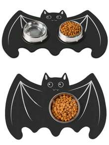 1 Pieza/Alfombrilla para mascotas con murciélago de Halloween, adecuada para comida y agua de perros, alfombrillas para comida de gatos, alfombrillas para alimentación de mascotas, antideslizante, resistente a las manchas, secado rápido, impermeable, alfombrillas para comida de mascotas, accesorios para mascotas - 60 cm x 40 cm