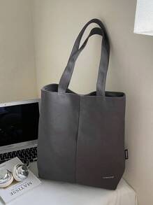 Bolso de lona minimalista casual, bolso de hombro de gran capacidad para mujeres, estudiantes universitarios, ir y venir