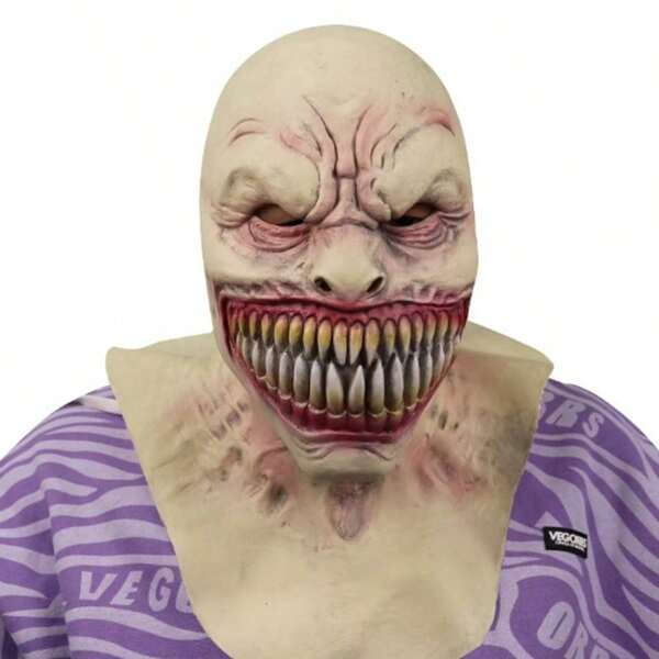 Horror Clown Mask Cosplay Creepy Monster Big Mouth Teeth Chompers Latex Masks Halloween Party Scary Costume Props Monster Masque