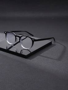 1 Pair Vintage Round Frame Personalized Fashion Multi-Color Flat Lens Glasses For Men, Metal Hinges, Suitable For Computer Office, Decoration, Student Study, Reading, Business, Running, Gaming, Driving - Multicolor - View 16