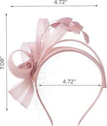 Fascinators Hats Women,Tea Party Fascinator Hair Clip With Feathers Wedding,Derby Hats Headbands - Ha9461- Hồng - Xem 5