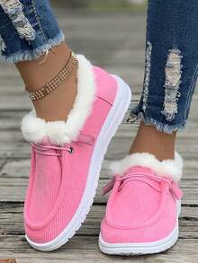 Plus Size Women Winter Shoes Winter New Thick Sole Snow Boots Fur Lining Warm Lace-Up Boots