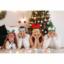 Gafas de Navidad con brillo, marcos de gafas para fiestas navideñas, accesorios de decoración navideña, gafas de disfraz para fiestas de Navidad y regalos festivos (talla única)