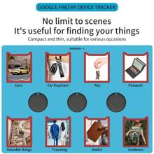 安卓迷你追踪器查找我的设备智能标签蓝牙搜索定位器追踪查找器儿童钥匙包钱包宠物 - 黑色 - 查看 10