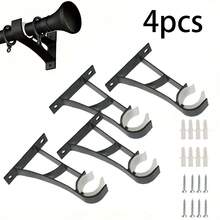 2 件/4 件重型金属黑色单窗帘杆支架，适用于 25-28 毫米壁挂式窗帘杆