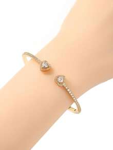 Fashionable & Elegant Heart-Shaped Bracelet, Zinc Alloy With Rhinestones Jewelry, Suitable For Men & Women, Party/Birthday Gift - Diamond Heart Bracelet - View 6