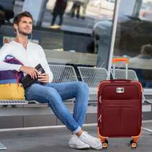 Set Of 2 Travel Suitcases, 20 And 18 Inches, With Rigid Wheels And A Lock. - 酒紅色 - 查看 9