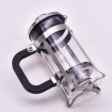 Cafetera de prensa francesa de vidrio con filtro de acero inoxidable, vidrio de borosilicato resistente a altas temperaturas, cafetera y tetera manual, gran capacidad, varios tamaños, con base y asa de silicona antideslizante, para preparar café, té y espuma de leche, ideal para el hogar, camping y café frío.