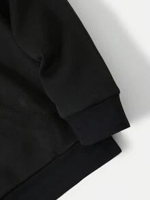 [PIERSON OBM] Sudadera con capucha impresa casual deportiva para hombres - Negro - Ver 2