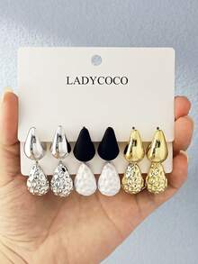 LADYCOCO 6 Pairs Elegant Teardrop Earrings Set, Suitable For Women's Daily Wear, Dating, Party And Everyday Matching - Multicolor Suit LLL - View 3