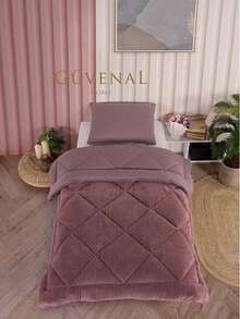 Reversible Double Quilt Set With 2 Pillowcases – Cotton & Wellsoft – 195x215 Cm - Rusty Rose - View 3