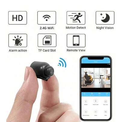 1pc High-Definition Mini WiFi Security Camera, 2.4G WiFi Monitoring Camera With Night Vision And Motion Detection, Home Security Surveillance Camera Suitable For Home Security & Monitoring, Elderly And Children Care, With Built-In Night Vision, USB Powered, Supports Cloud Storage And Micro SD Card - Ideal For Baby, Pet Monitoring And Home Security, Perfect As A Holiday Gift For The Family