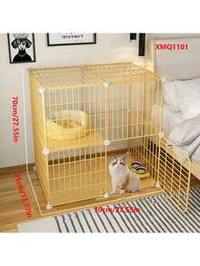 2-Tier Enclosed Cat Cage, Sturdy Indoor Cat House With Large Space For Kittens - Multicolor - View 12