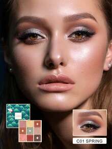 CATKIN 9-Color Neutral Eyeshadow Palette - Matte & Shimmer Eyeshadows, High Pigment Matte & Pearl Finish, Spring C01 - C01 Spring - 查看 3
