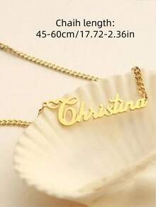 1pc Gold Rose Gold Custom Personalized 18K Gold Name Necklace, Custom Name Necklace, Personalized Jewelry For Her Personalized Gift, Custom Gift Mother's Day Gift For Family Birthday Gift Christmas Gift Valentine's Day Gift Gold,Rose Gold Stylish,Fall Fashion,Vintage,Unisex,Simple,Casual,Hipster,Goth,Punk Custom,Personalized,Unique Ideal Gifts For Her Her,Boyfriend,Girlfriend,Dad,Mom,Family,Friends,Pets,Son,Daughter,Grandparents For Anniversaries,For Valentine's Day,For Mother's Day,For Birthdays,For Graduation,For Father's Day,For Weddings,For Daily Wear,For Party,For Prom,Black,Silver,Gold,Stylish,Colorful,Vintage,Simple,Unisex,Casual,Cuties,Custom,Personalized,Unique,Ideal Gifts For Him,Ideal Gifts For Her,Her,Boyfriend,Girlfriend,Dad,Mom,Family,Friends,For Anniversaries,For Birthdays,For Graduation,For Prom,For Party,Chic Autumn,Delicate Romance - Multicolor - View 4