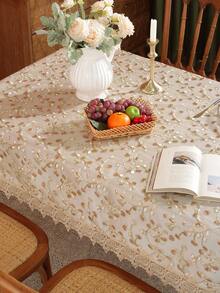 1 件双层面料、刺绣、水溶性蕾丝、金色亮片、高端优雅桌布、桌垫、餐垫、野餐垫、厨房、餐桌、书桌、咖啡桌、梳妆台、装饰、家居装饰的礼物，适用于客厅、咖啡桌、卧室、庭院、室内和室外、别墅、派对、户外家具、露营、节日、聚会、橱柜、家庭聚会、节日装饰、派对和婚礼装饰，提供各种桌布尺寸 - 彩色 - 查看 11