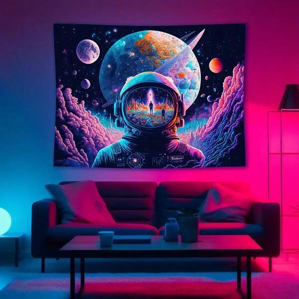 1pc Cyberpunk Astronaut Tapestry, Dreamy Outer Space Background Cloth, Immersive Visual Decor Backdrop, Suitable For Indoor Living Room Bedroom, Outdoor Garden Party, And More