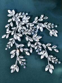 1件时尚闪亮水晶新娘婚礼发饰，优雅公主金属头饰，适合婚礼、生日和特殊场合，圣诞节、感恩节女士头巾冬季发带保暖头巾 - 銀色 - 查看 7