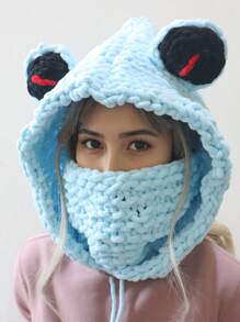 1 Piece Couple Knitted Hat Cute Frog Shaped Warm And Soft Winter Daily Casual Hat