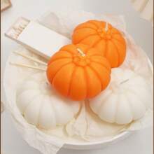 1入組南瓜形蠟燭白橙色蘋果香氛適合萬聖節、感恩節、聖誕禮物、派對、家居裝飾 - 彩色 - 查看 1