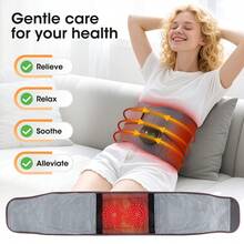 Hailicare Dual Infrared Light Heating Massaging Waist Belt Multifunctional Heating Waist Massager Rechargeable Heated Massage Belt Relieve Fatigue Relax Muscle Red Light Hot Compress Vibration Massage - Grey - View 4
