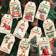 50pcs/Set Christmas Party Gift Candy Baking Boxes, Paper Boxes, Paper Bags, Hang Tags, Cards, Labels, Including Ropes