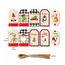 50pcs/Set Christmas Party Gift Candy Baking Boxes, Paper Boxes, Paper Bags, Hang Tags, Cards, Labels, Including Ropes
