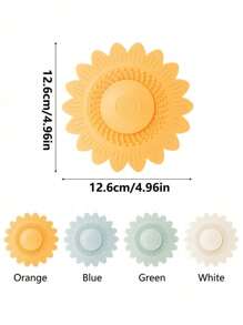 1pc Press-Type Sink Drain Strainer, Floor Drain Cover, Anti-Odor Drain Stopper, Hair Catcher Shower Drain Cover, Flower Design Sink Filter For Home Bathroom, Home Essentials, Bathroom Accessories