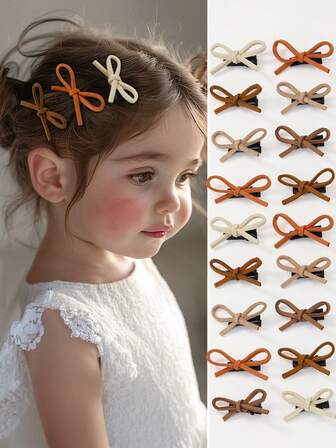 10 pièces/set Pinces à cheveux avec nœud ruban beige et kaki pour bébés filles, épingles à cheveux pour frange, accessoires capillaires non dommageables, utilisation quotidienne