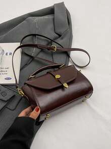 2025 新款绒面革和 PU 皮革迷你方形单肩包，咖啡棕色复古斜挎包，适合日常使用、约会、礼物、购物、钱包、年轻女性、大学生、办公室女士、商务、通勤、户外活动、旅行 - 咖啡 - 查看 9