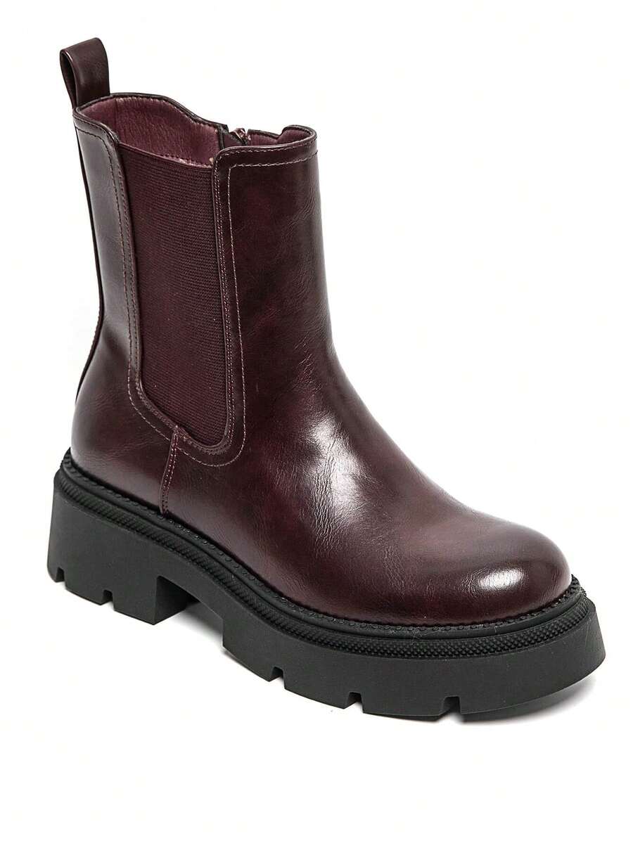Bottines Chelsea Femme Semelle Crantée – Élégance Urbaine - Burgundy - View 1