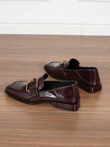 Women's Fashion Versatile Strap Buckle Flat Loafers, Comfortable Casual Outdoor Shoes For All Seasons - Coffee Brown - View 7