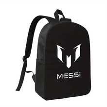 A Boys Messi Soccer 1 1 4xx Backpack For School Fashionable Polyester Printed Backpack Simple And Elegant, For Teenager - 黑色 - 查看 2