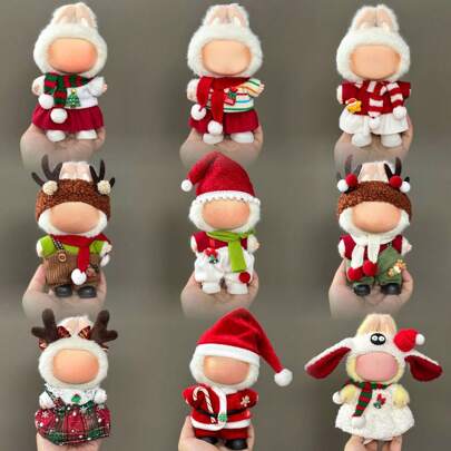 6.69-Inch Christmas Doll Clothes, Compatible With Labubu,1sets Of Decoration - Fashionable Headwear, Clothing And Pants Or Skirt Set, Suitable For 6.69-Inch Dolls, Cute BuLabu Christmas Accessories, For Play And Display (Shoes And Dolls Not Included)