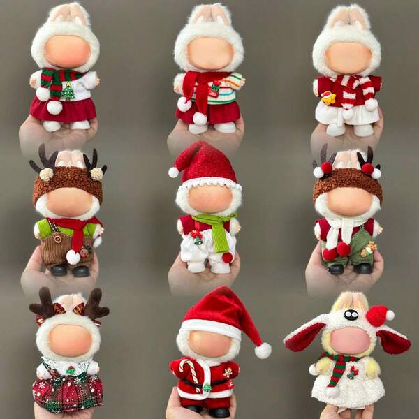 6.69-Inch Christmas Doll Clothes, Compatible With Labubu,1sets Of Decoration - Fashionable Headwear, Clothing And Pants Or Skirt Set, Suitable For 6.69-Inch Dolls, Cute BuLabu Christmas Accessories, For Play And Display (Shoes And Dolls Not Included)