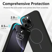 奢华闪亮荧光液态硅胶磁吸软手机壳，兼容 17 Air 16 15 14 13 12 17 Pro Max Plus - 黑色 - 查看 6