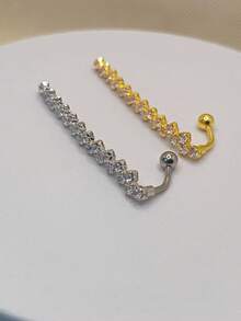 1 قطعة خاتم سرة مربع بسيط من الزركونيا، مجوهرات جسم طويلة للنساء، إكسسوار حفلات