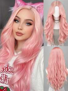 30 Inch Natural White Synthetic Wig, Long Wavy Curly Hair, Middle Part No Bangs, Suitable For Daily, Party, Halloween, Cosplay, Christmas, Events - Multicolor - View 14