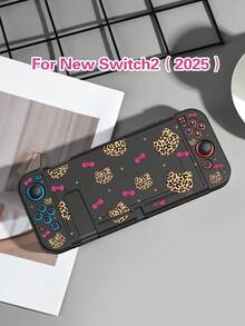 1 pieza Funda protectora con diseño de lazo y estampado de leopardo, compatible con Switch 2 (2025), para Nintendo Switch NS/Switch OLED/Lite, adecuada para accesorios de consola de juegos Switch 2, bolsa de almacenamiento, funda protectora para Switch, regalo romántico para jugadores de Switch - Multicolor - Ver 2