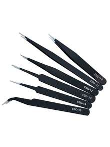 1/2 Stücke Nagel-Kunst Edelstahl Pinzette Schwarze Ellbogen Hand Zelt Clip Haar Picking Nagel Transplantation Wimpern Gerade Pinzette