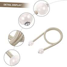 4pcs Window Curtain Tie Backs, Pearl Decor Rope Fixation Brackets Suitable For Small, Thin Or Sheer Curtains - Khaki - View 4