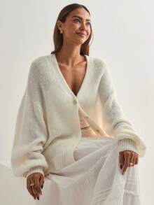 Women's Solid Color Long Sleeve Cardigan, Spring Fall Button Up Knit Sweater Lightweight Casual Open Front Coat