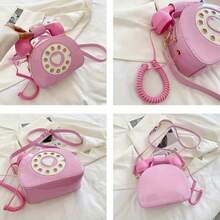 Special-Shaped Bag European And American Fashion Ideas Cute And Funny Personality Simulation Telephone Messenger Bag - 粉紅色 - 查看 4