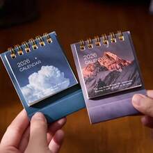 2026 Hot Style Mini English Desk Calendar - With The Theme Of Natural Scenery, It Brings Tranquility And Pleasure To Your Soul. It Is Rich In Colors And Meets Your Various Needs.Portable Spiral-Bound Weekly Planner With Handmade English Text, Minimalist Design For Office & Home Decor, Compact Desktop Display For Planning & Organization, Everyday View, Durable Binding