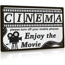 Movie Theater Sign, Vintage Wall Decor For Bar, Cafes Pubs, Media Room, 12x8 Inches Aluminum Metal Sign (Cinema Enjoy The Movie) - 20*30公分(8*12吋) - 查看 1