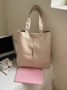 Bolso de lona minimalista casual, bolso de hombro de gran capacidad para mujeres, estudiantes universitarios, ir y venir